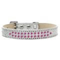 Unconditional Love Two Row Bright Pink Crystal Dog Collar, Silver Ice Cream - Size 20 UN2452400